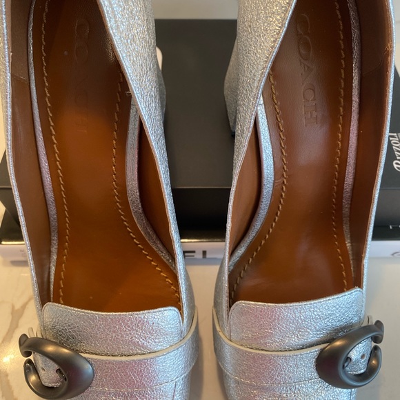 Coach silver high heel loafers size 9.5 - Picture 7 of 8